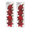 16x stuks kunststof kersthangers sterren rood 6 cm kerstornamenten - Kersthangers