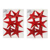 12x stuks kunststof kersthangers sterren rood 10 cm kerstornamenten - Kersthangers