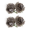 4x stuks decoratie bloemen roos zilver glitter op clip 10 cm - Kunstbloemen