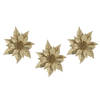 3x stuks decoratie bloemen kerstster goud glitter op clip 18 cm - Kunstbloemen