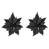 2x stuks decoratie bloemen kerstster zwart glitter op clip 18 cm - Kunstbloemen