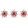 3x stuks decoratie bloemen kerstster rood glitter op clip 14 cm - Kunstbloemen