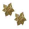 2x stuks decoratie bloemen kerstster goud glitter op clip 23 cm - Kunstbloemen