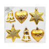 6x stuks kunststof kersthangers figuurtjes goud 9 cm kerstornamenten - Kersthangers