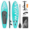 Opblaasbare Stand Up Paddle Board Makani, 320 x 82 x 15 cm, turquoise, incl. pomp en draagtas, gemaakt van PVC