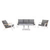 Hampton/Rockford stoel-bank loungeset 4-delig – Wit/Teak