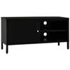 vidaXL Tv-meubel 90x30x44 cm staal en glas zwart