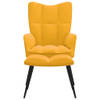 The Living Store Relaxstoel met voetenbank fluweel mosterdgeel - Fauteuil