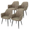 Set van 2 eetkamerstoelen, grijs beige, met rugleuning en armleuningen