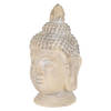 Boeddha hoofd beeld beige/grijs, 30x30x55 cm, gemaakt van gegoten steen