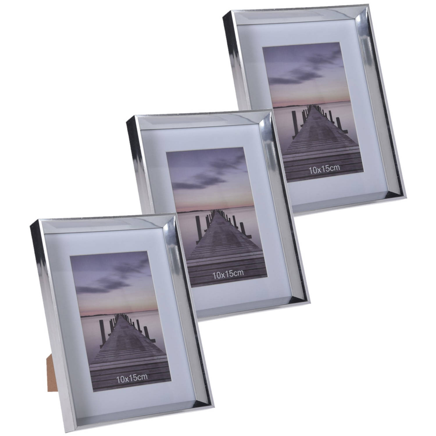 wagon Hysterisch Uitreiken 3x stuks kunststof fotolijst zilver geschikt voor een foto van 10 x 15 cm -  Fotolijsten | Blokker