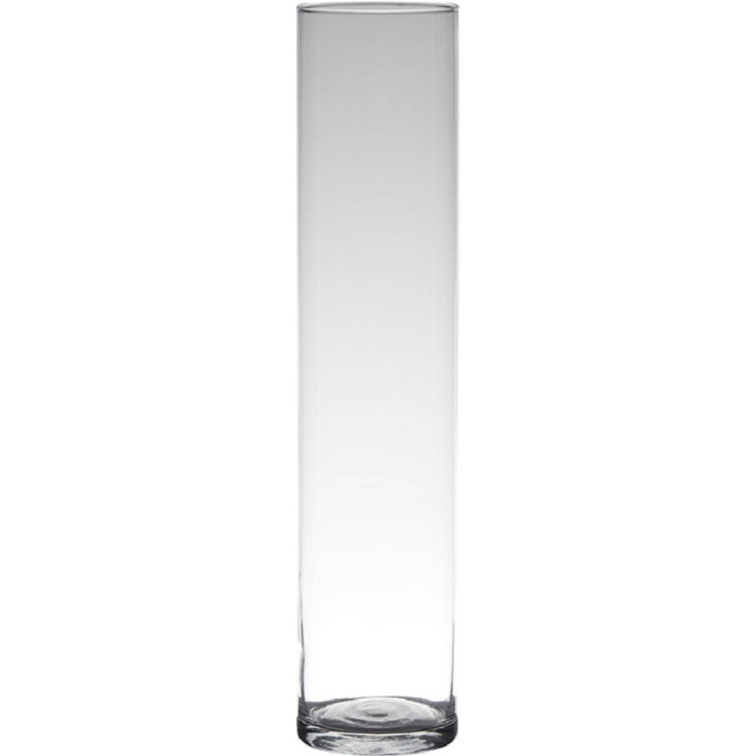 Transparante home-basics cylinder vorm vaas/vazen van glas 50 x 9 cm - Vazen