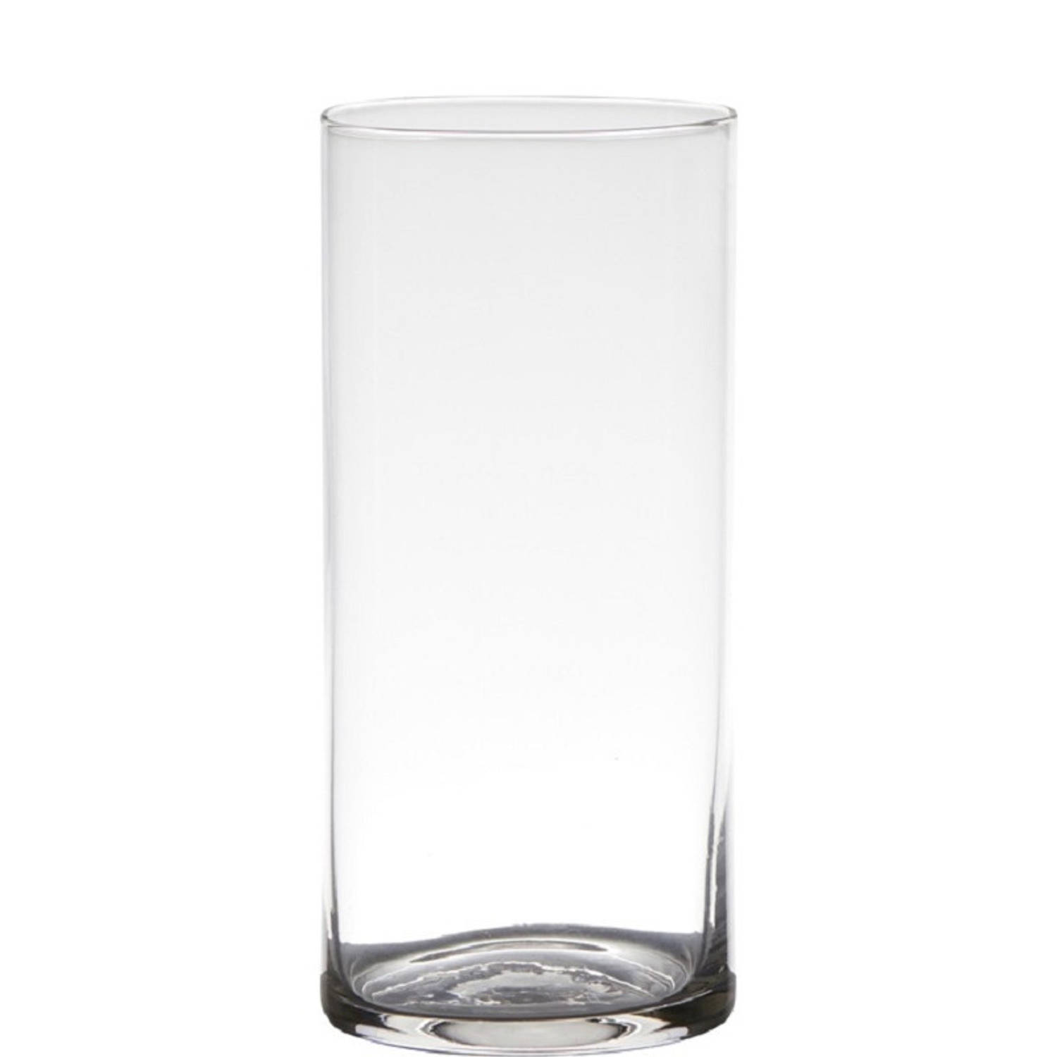 Transparante home-basics Cylinder vorm vaas/vazen van glas 19 x 9 cm - Bloemen/takken/boeketten vaas voor binnen gebruik