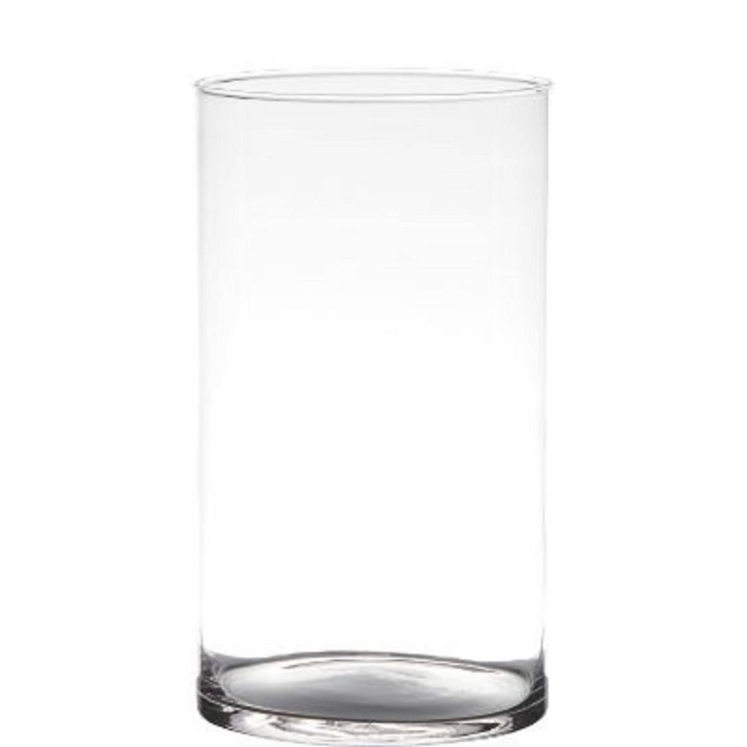 Transparante home-basics Cylinder vorm vaas/vazen van glas 29 x 14 cm - Bloemen/takken/boeketten vaas voor binnen gebruik