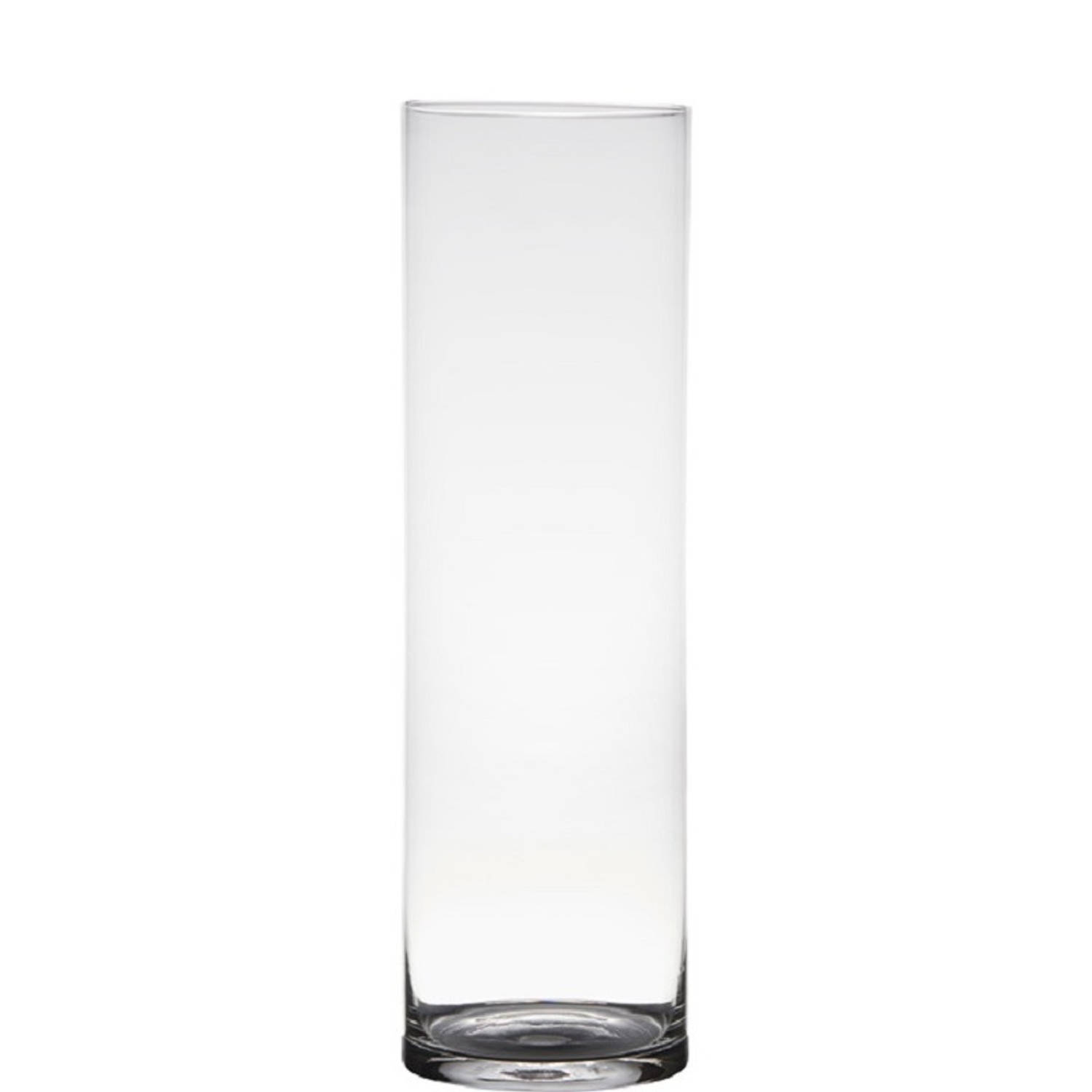 Transparante home-basics cilinder vorm vaas/vazen van glas 50 x 15 cm - Bloemen/takken/boeketten vaas voor binnen gebruik