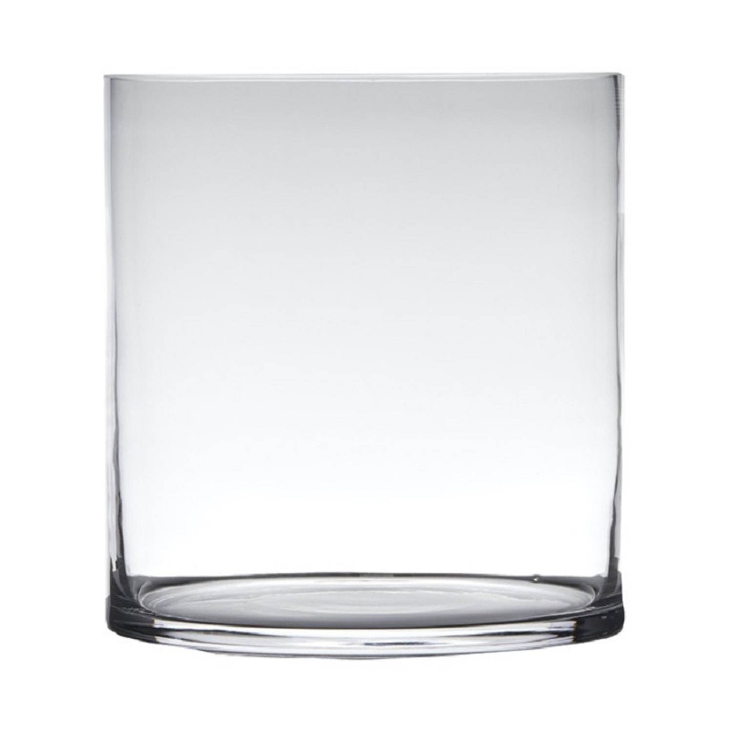 Transparante Home-basics Cylinder Vorm Vaas-vazen Van Glas 30 X 25 Cm Vazen