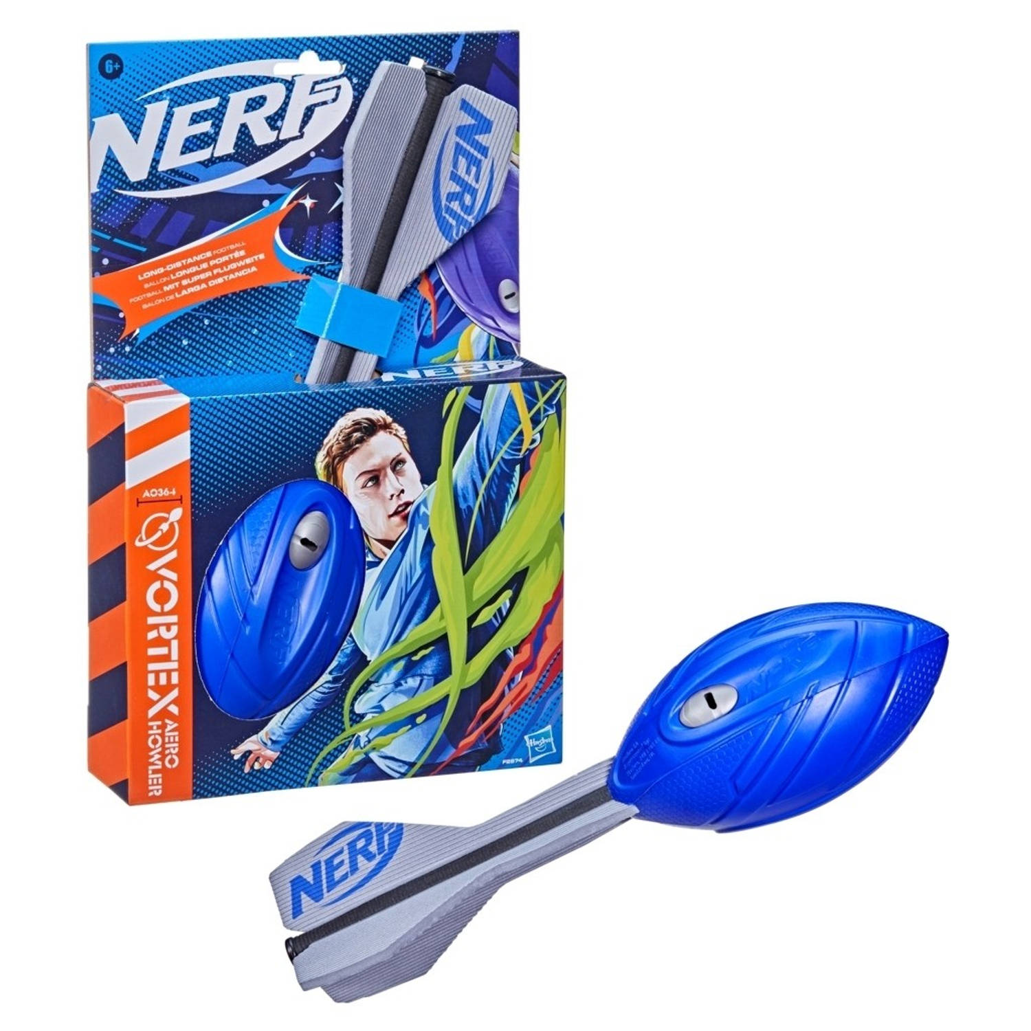 NERF werpbal Vortex Aero Howler 32 cm schuimrubber grijs-blauw