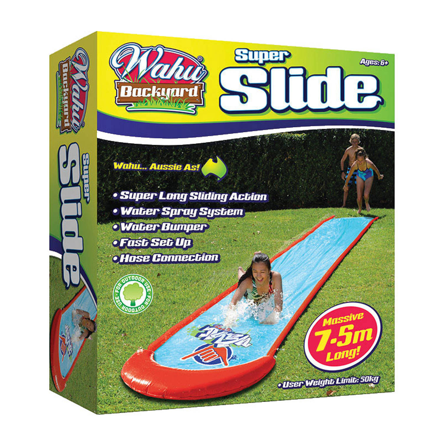 Wahu buikschuifbaan Super Slide junior 750 cm blauw/rood