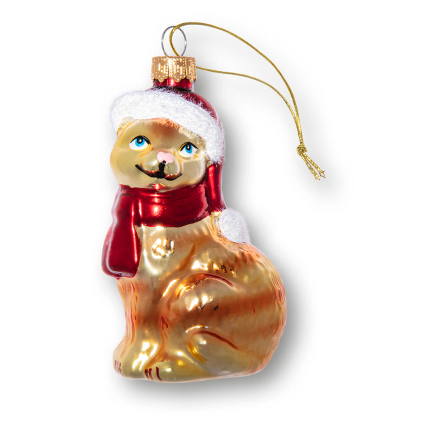 vleet Vervullen samenvoegen Kerstbal Rode kat met kerstmuts, glas | Blokker
