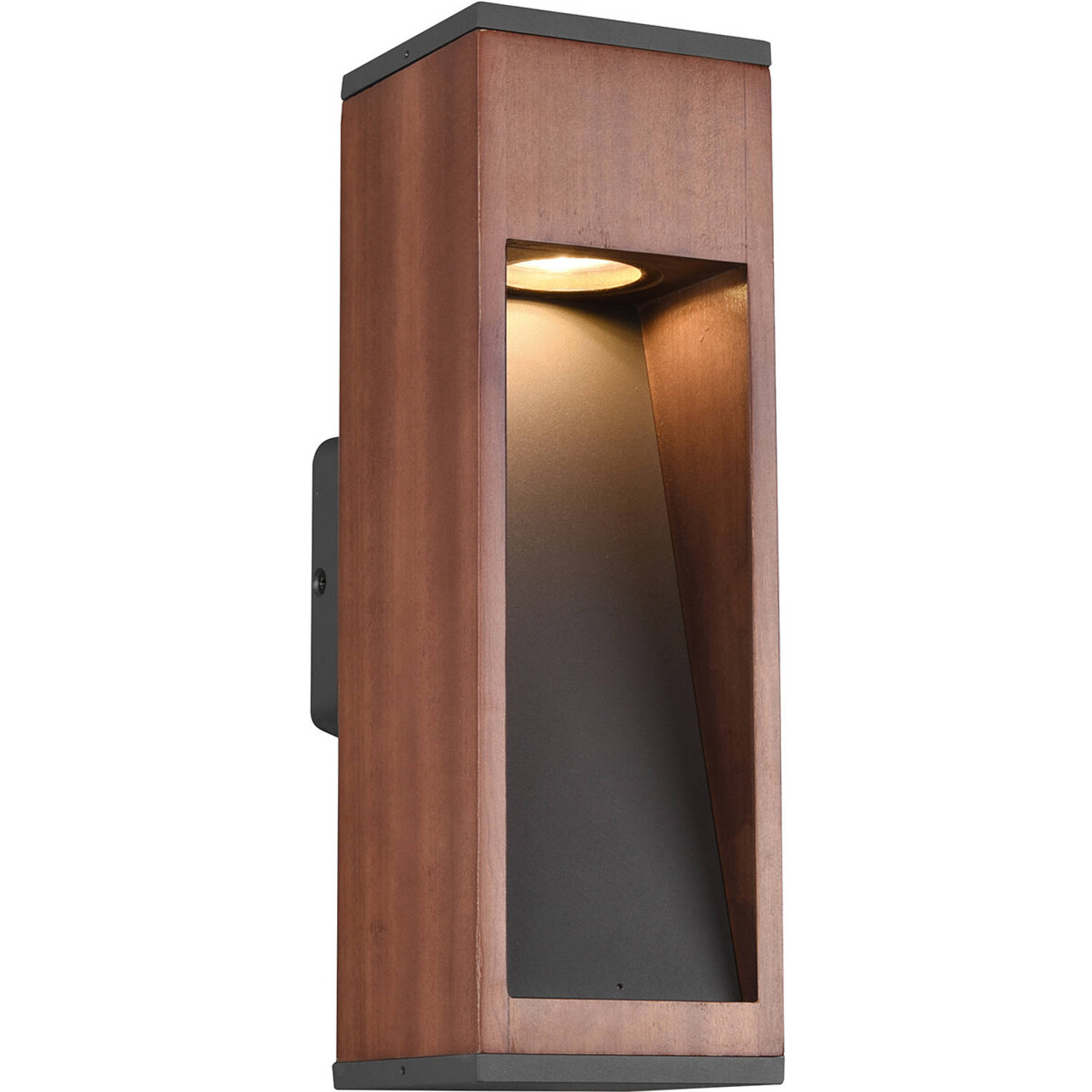 Led Tuinverlichting - Wandlamp Buitenlamp - Trion Enico - Gu10 Fitting - Rechthoek - Hout - Natuur H