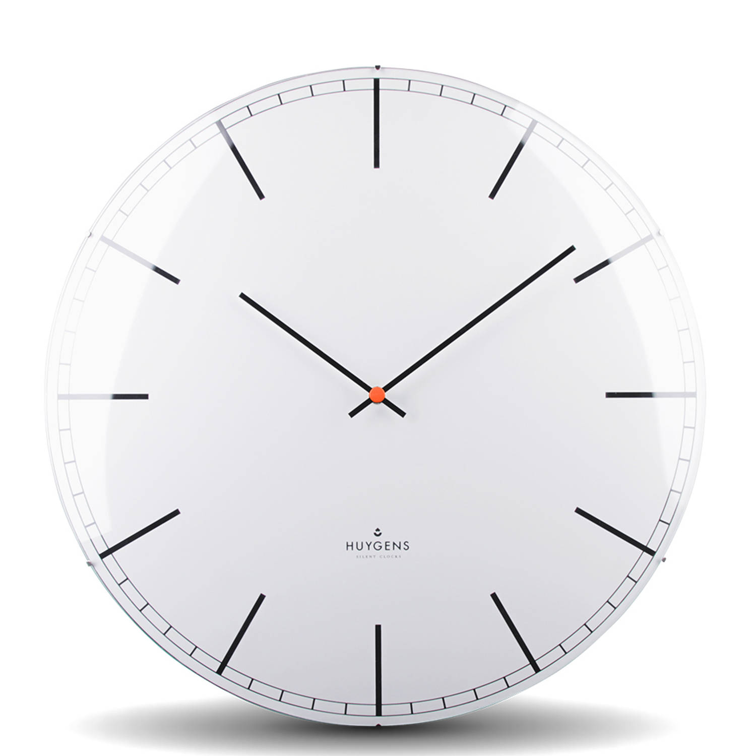 Huygens - Dome45 Index - Wit - Wandklok - Stil - Quartz uurwerk