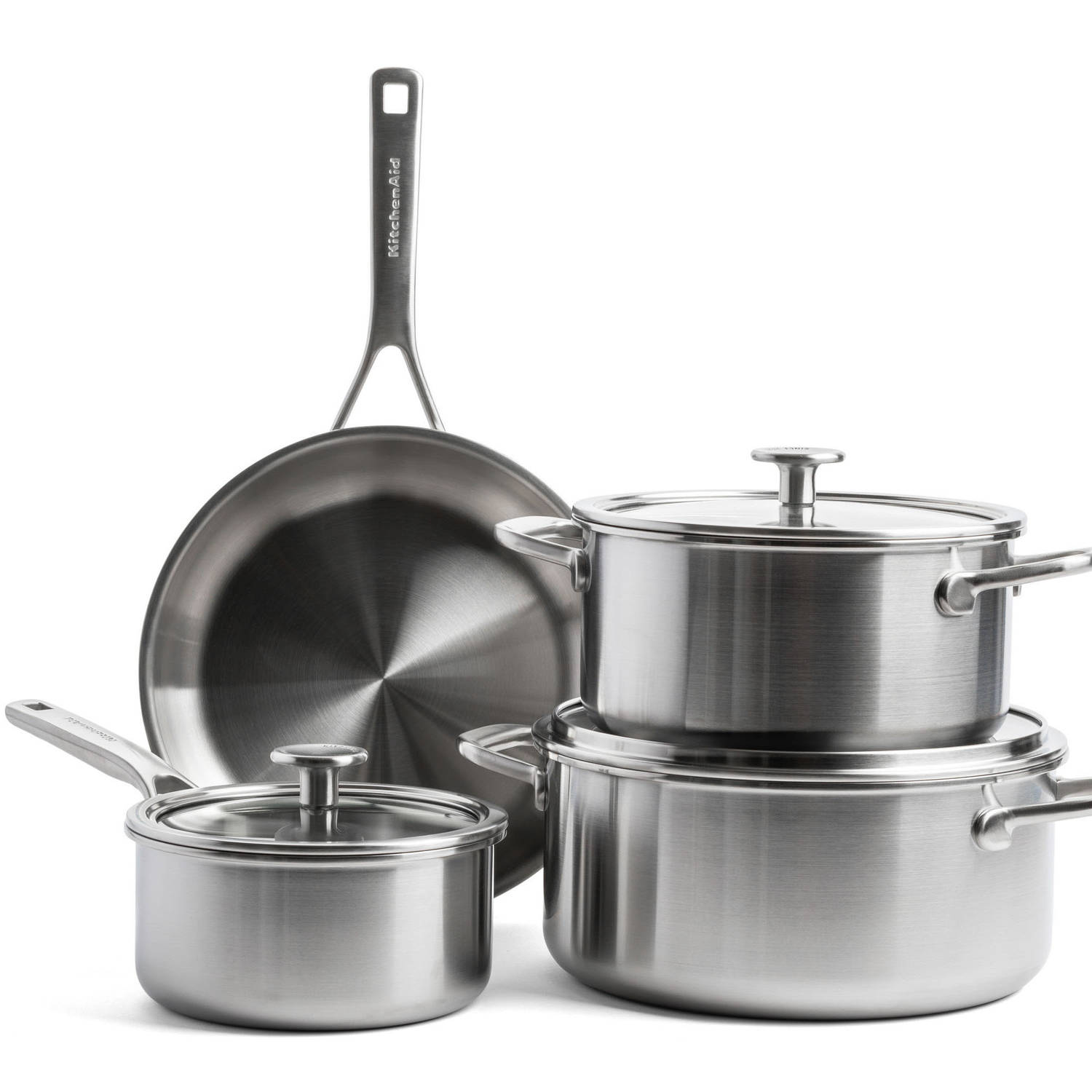 Kitchen Aid Multiply Stainless Steel Braadpan 24cm-kookpot 20+24cm-steelpan 16cm 7-delig