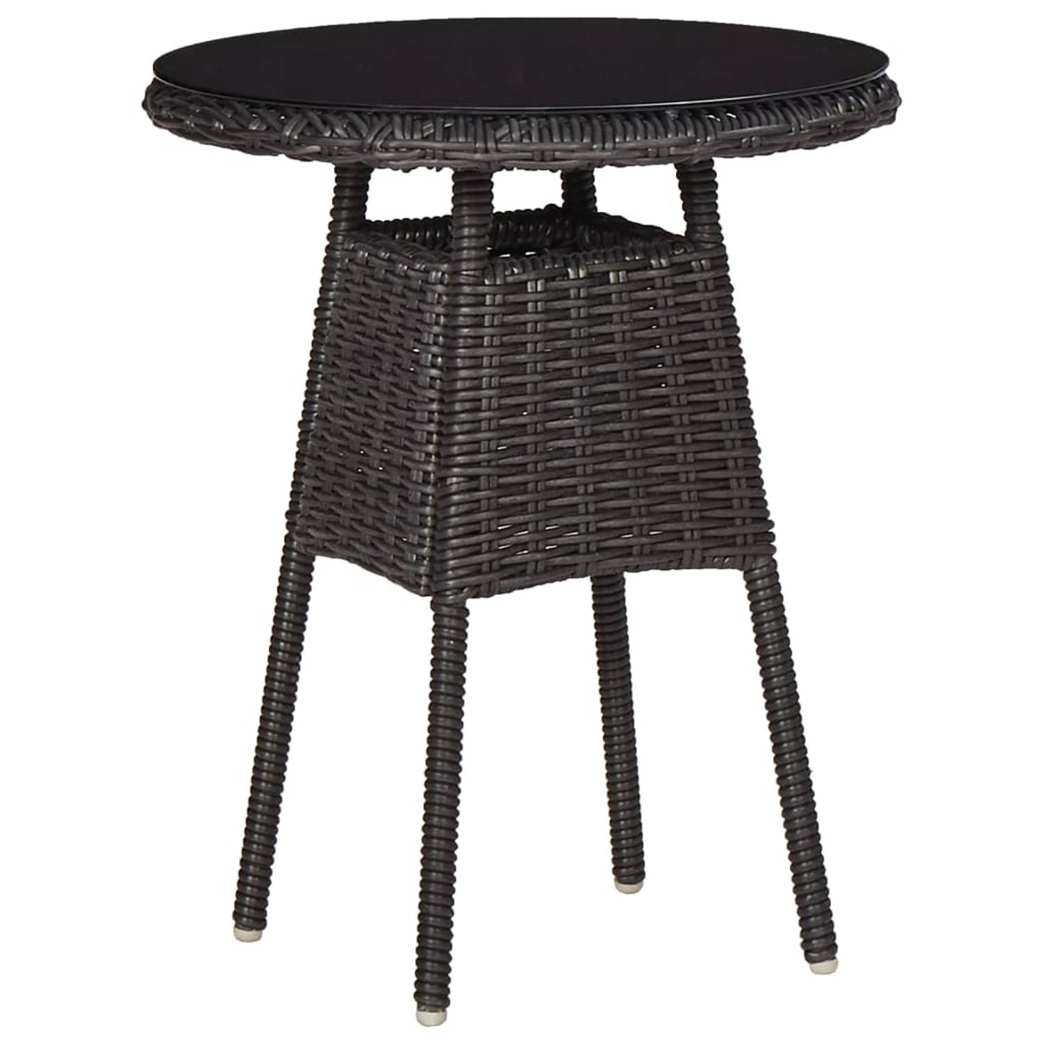 The Living Store poly rattan stoelenset - zwart en donkergrijs - stalen frame - weerbestendig - comfortabele zitkussens - afneembare kussenhoezen