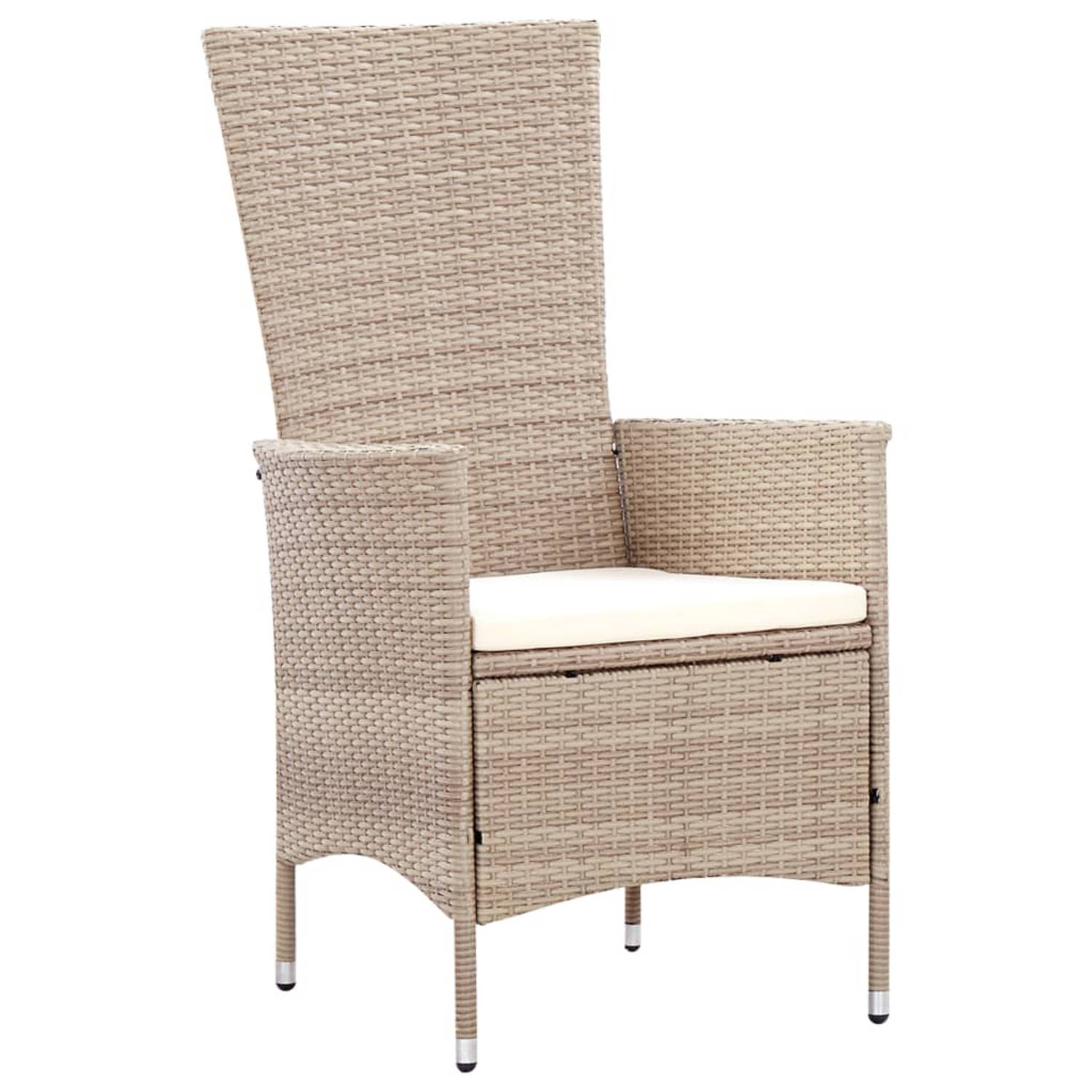 The Living Store 7-delige Tuinset met kussens poly rattan beige - Tuinset