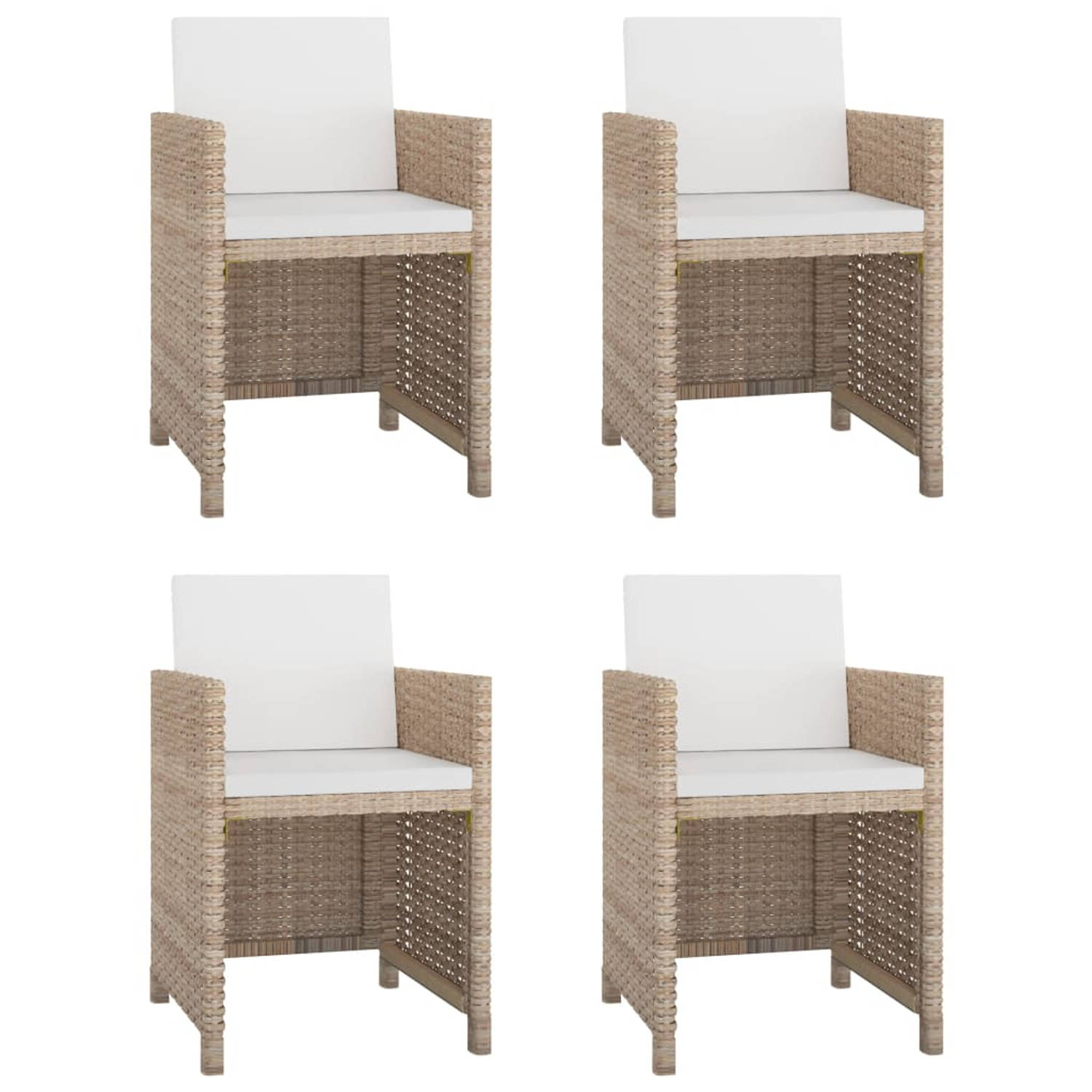 The Living Store 5-delige Tuinset met kussens poly rattan beige - Tuinset