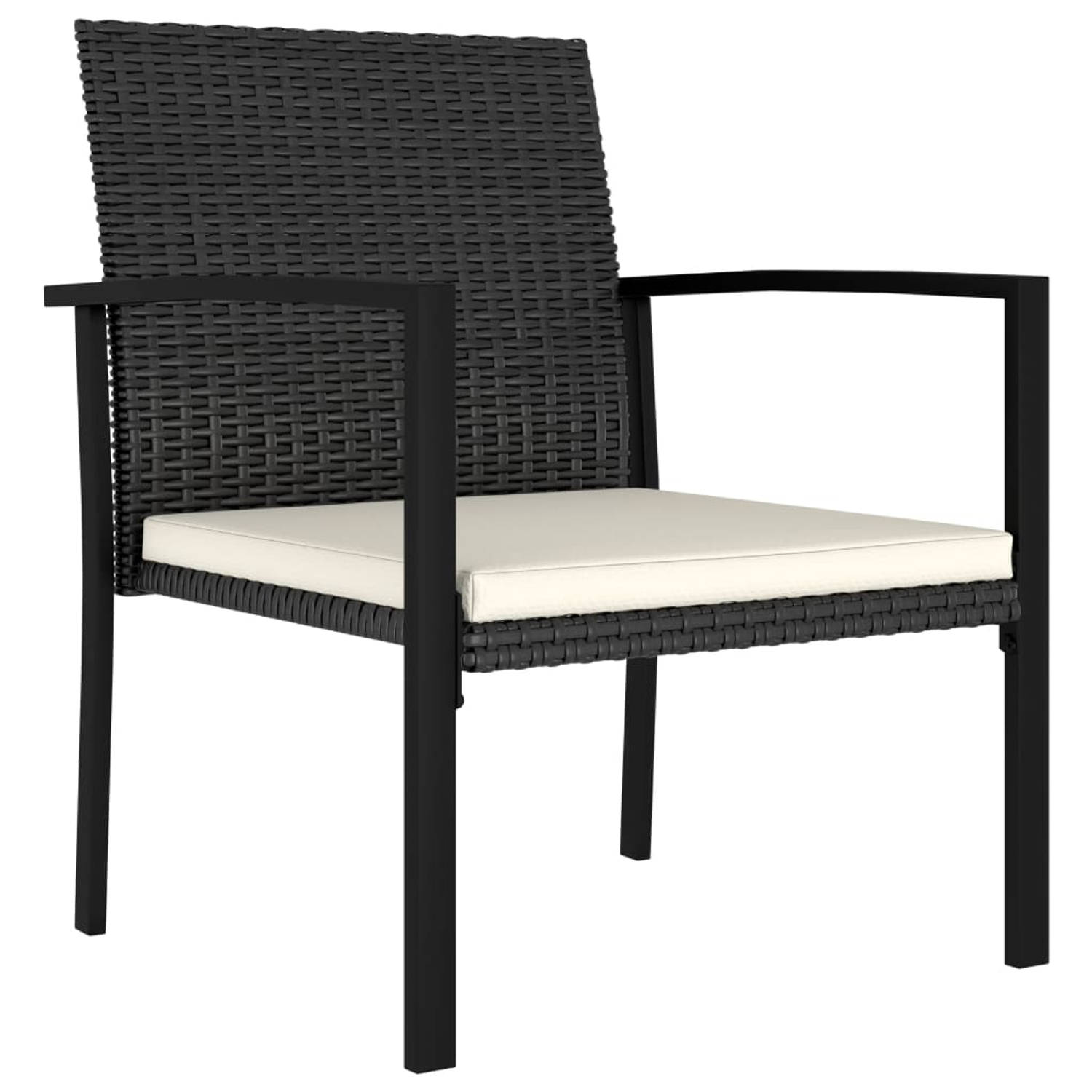 The Living Store Tuinstoelenset - PE-rattan - Zwarte stoelen - 53x58.5x83 cm - Stabiel en weerbestendig