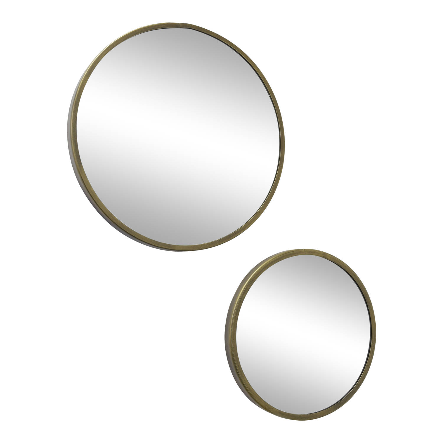 LOFT42 Mirror Spiegels Rond Antiek Messing Set van 2 Ã45 & Ã35