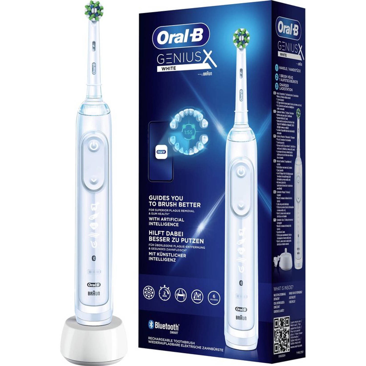 Oral-B elektrische tandenborstel Genius wit - 6 poetsstanden | Blokker