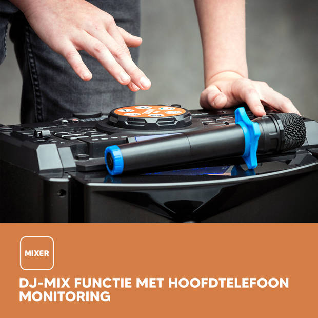 High power DJ mixer met Bluetooth®, USB, FM en party lights Lenco Zwart