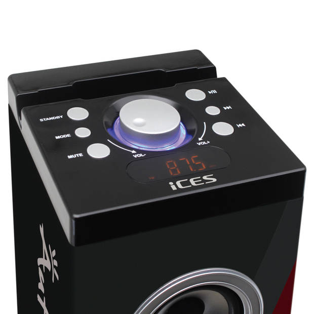 Ices IBT-6 Speaker toren met Bluetooth,FM Radio,USB- en SD speler - Duitse vlag Zwart-Rood-Goud