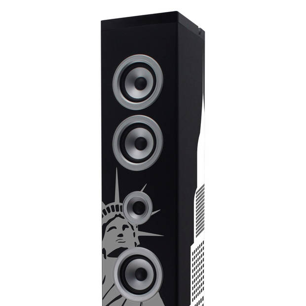 Speaker toren met Bluetooth®, FM Radio, USB- en SD speler Ices Zwart-Grijs