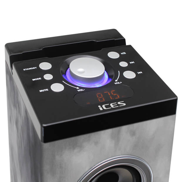 Speaker toren met Bluetooth®, FM Radio, USB- en SD speler Ices Multi kleuren
