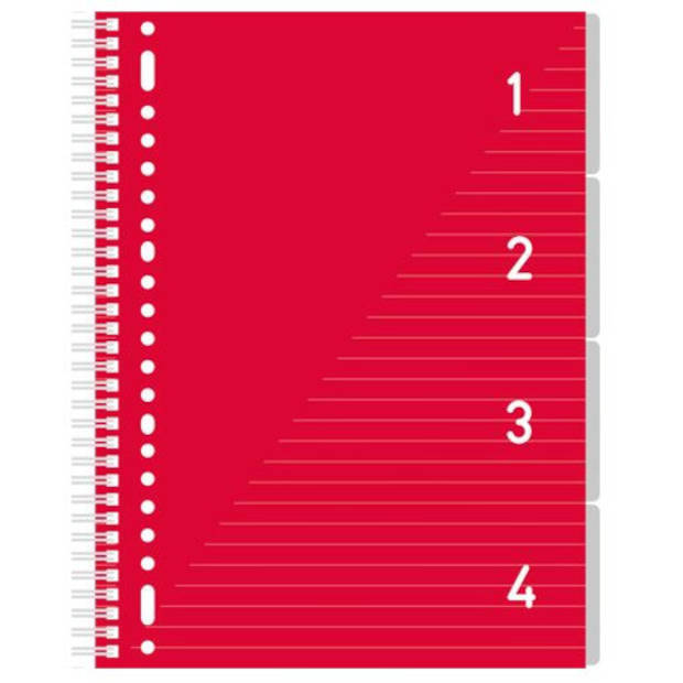 Kangaro schrijfblok 4-in-1 gelinieerd A4 papier rood/wit