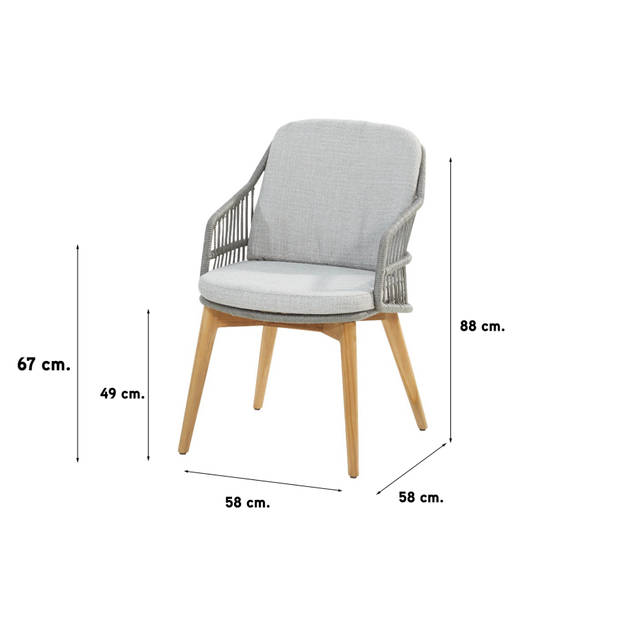 4-Seasons Sempre tuinstoel - Teak/Silver Grey (1 stuk)