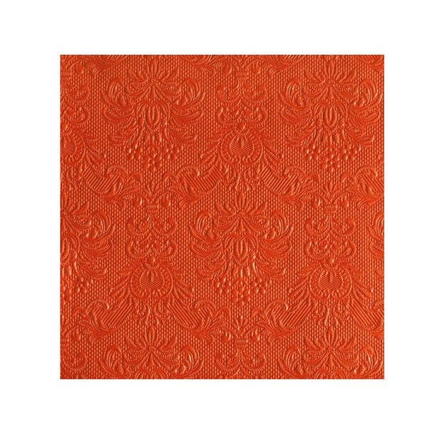 Servetten oranje met decoratie/barok stijl 3-laags 15x stuks - Feestservetten
