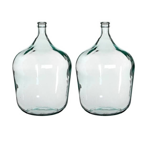 2x stuks fles vazen Diego 40 x 56 cm transparant gerecycled glas - Vazen