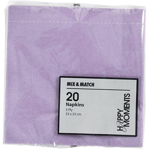 20x Lila paarse servetten van papier 33 x 33 cm - Feestservetten