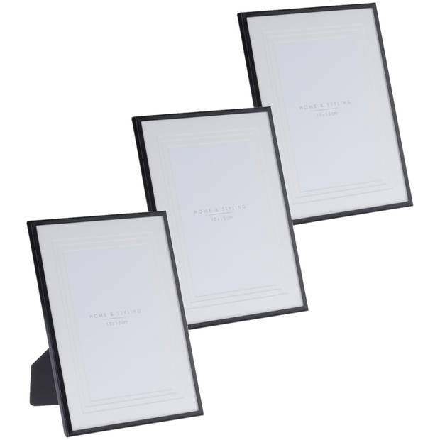 3x stuks aluminium fotolijst zwart geschikt voor een foto van 15 x 20 cm - Fotolijsten