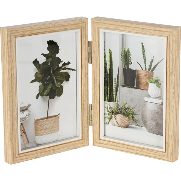 Dubbele houten fotolijst geschikt voor twee foto van 10 x 15 cm - Fotolijsten