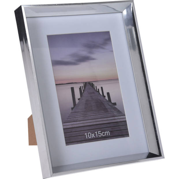 2x stuks kunststof fotolijst zilver geschikt voor een foto van 10 x 15 cm - Fotolijsten