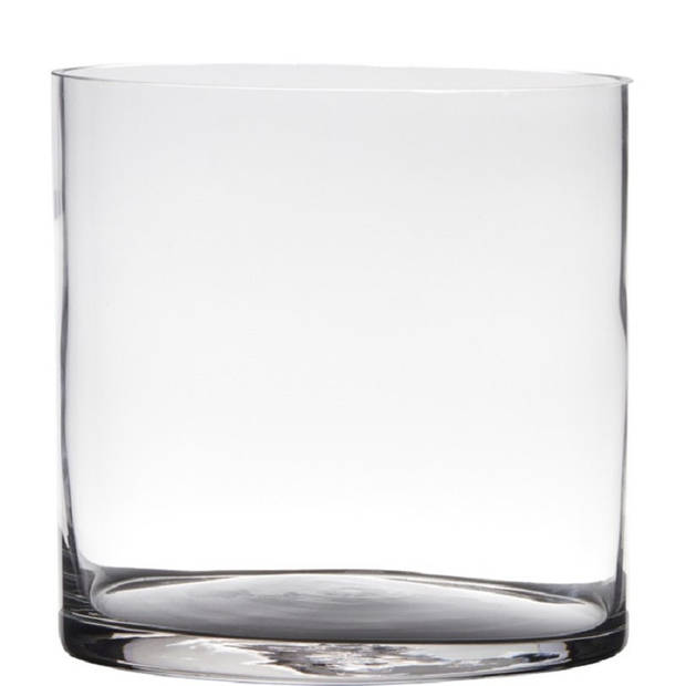 Transparante home-basics cylinder vorm vaas/vazen van glas 19 x 19 cm - Vazen