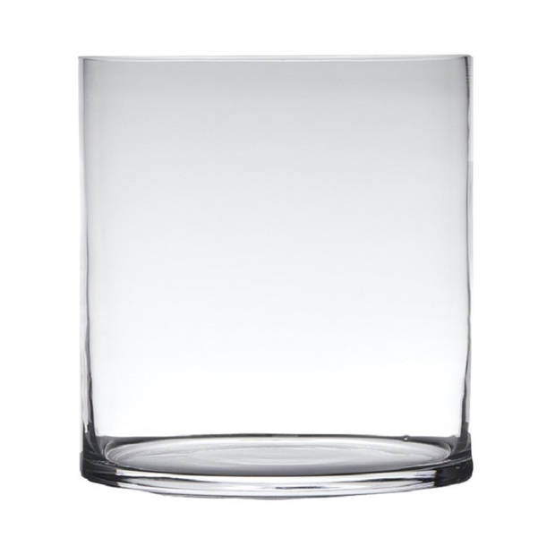 Set van 2x stuks transparante home-basics cylinder vorm vaas/vazen van glas 30 x 25 cm - Vazen