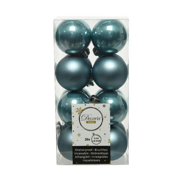 48x Stuks kunststof kerstballen mix donkerblauw/wit/ijsblauw 4 cm - Kerstbal