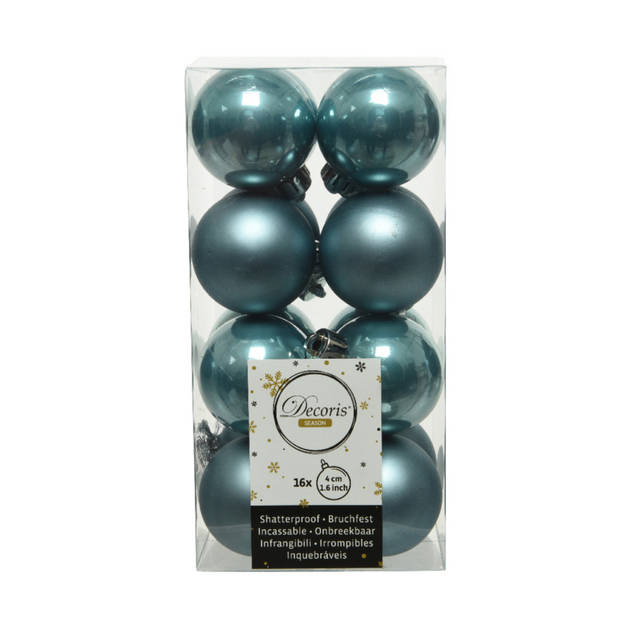 32x stuks kunststof kerstballen ijsblauw (blue dawn) 4 cm glans/mat - Kerstbal