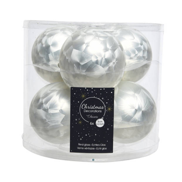 Glazen kerstballen pakket ijslak wit glans/mat 26x stuks diverse maten - Kerstbal
