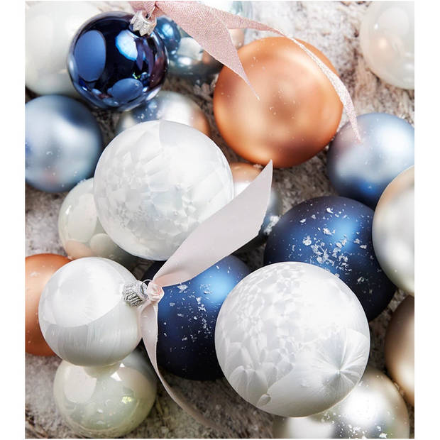 6x stuks glazen kerstballen wit ijslak 8 cm mat/glans - Kerstbal